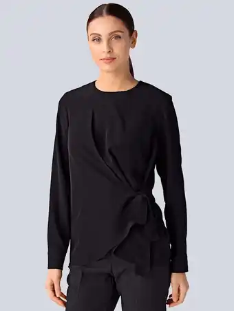 Klingel Blouse met bindbandje alba moda zwart aanbieding