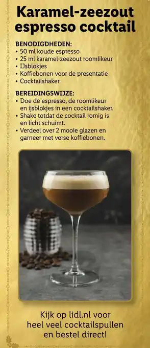 Lidl Karamel-zeezout espresso cocktail aanbieding