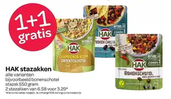 Spar Hak Stazakken 1+1 Gratis 550g aanbieding