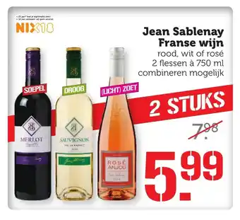 Coop Jean Sablenay Franse Wijn 2 flessen a 750ml aanbieding