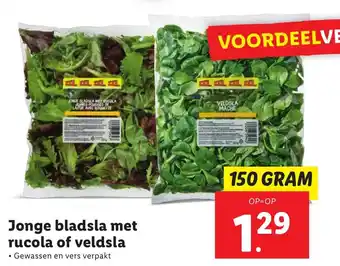 Lidl Jonge bladsla met rucola of veldsla 150g aanbieding