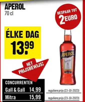 Dirck 3 APEROL 70 cl aanbieding