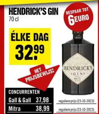 Dirck 3 HENDRICK'S GIN 70 cl aanbieding