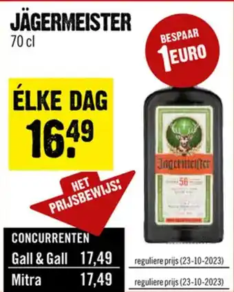 Dirck 3 JÄGERMEISTER 70 cl aanbieding