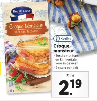 Lidl Croque monsieur 350g aanbieding