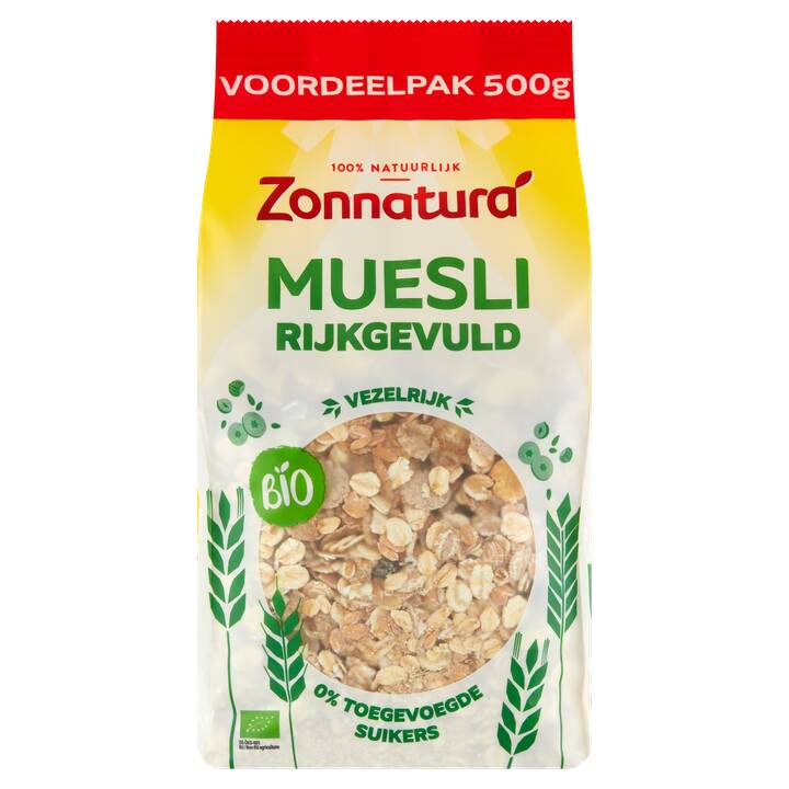 Zonnatura muesli rijkgevuld bio voordeelpak 500g aanbieding bij Jumbo