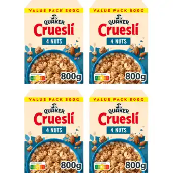 Jumbo Quaker cruesli 4 noten ontbijtgranen 4 x 800gr aanbieding