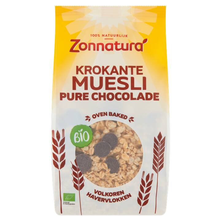 Zonnatura bio krokante muesli pure chocolade 375g aanbieding bij Jumbo