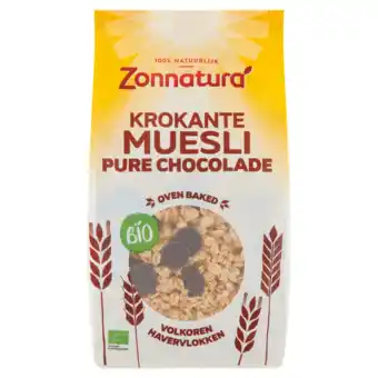 Jumbo Zonnatura bio krokante muesli pure chocolade 375g aanbieding