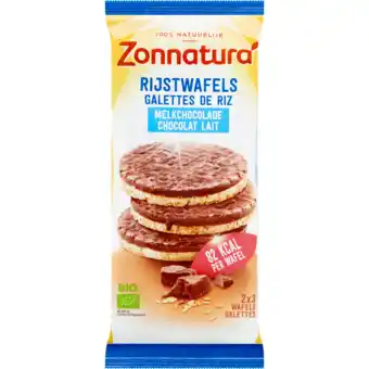 Jumbo Zonnatura rijstwafels melkchocolade 6 stuks 100g aanbieding