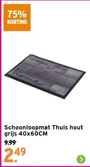 GAMMA Schoonloopmat thuis hout grijs 40x60cm aanbieding