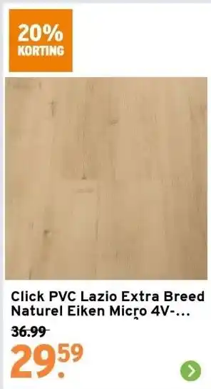 GAMMA Click pvc lazio extra breed naturel eiken micro 4v-groef 4mm 2,98m² aanbieding