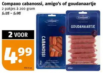 Poiesz Compaxo cabanossi, amigo's of goudanaartje 200g aanbieding