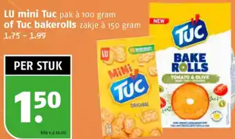 Poiesz LU mini Tuc pak à 100 gram of Tuc bakerolls aanbieding