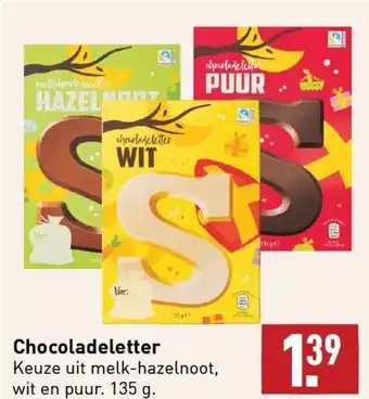 ALDI Chocoladeletter 135 g. aanbieding