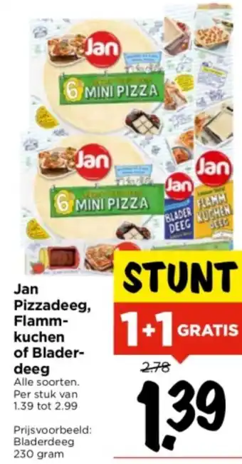 Vomar Voordeelmarkt Jan Pizzadeeg, Flammkuchen of Bladerdeeg aanbieding