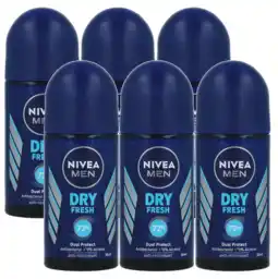 De Online Drogist Nivea men dry fresh deodorant roll-on multiverpakking 6x50ml aanbieding