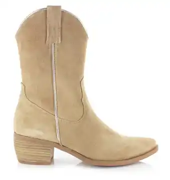 Amigo Shoecolate western hak beige suede western dames aanbieding