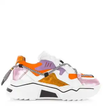 Amigo Dwrs label jupiter oranje leer lage sneakers dames aanbieding