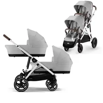 Baby Plus Cybex gazelle s twin kinderwagen - zilver frame - lava grey aanbieding