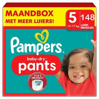 Babydrogist Pampers baby dry pants - maat 5 - maandbox - 148 stuks - 12/17kg aanbieding