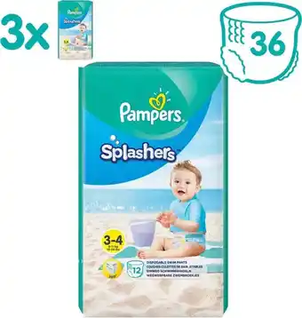 Babydrogist Pampers splashers - wegwerpbare zwemluiers - maat 3/4 - 36 stuks aanbieding