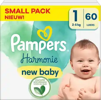 Babydrogist Pampers harmonie - maat 1 - small pack - 60 stuks - 2/5 kg aanbieding