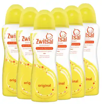 Babydrogist Zwitsal deodorant spray - orgineel - 6 x 100 ml - voordeelverpakking aanbieding