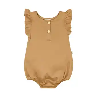 Babypark Uaua romper met ruffle mouwtjes mostaza 0-1 mnd aanbieding