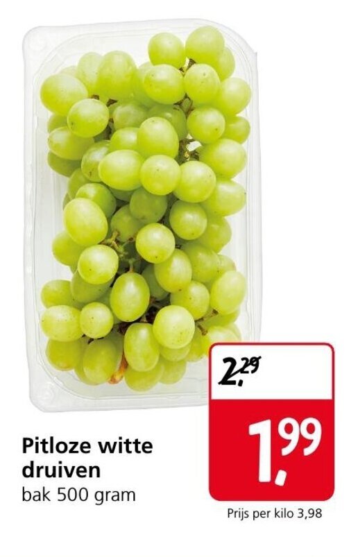 Pitloze witte druiven 500 gr aanbieding