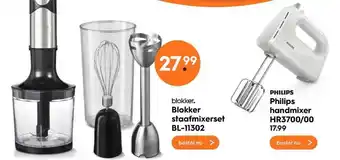 Blokker Blokker Staafmixerset BL-11302 Of Philips Handmixer HR3700-00 aanbieding