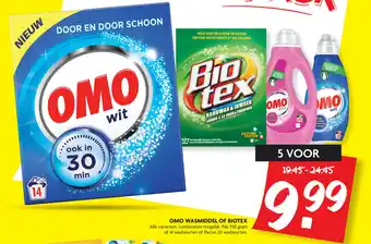 Dekamarkt Omo wasmiddel of Biotex 5st aanbieding