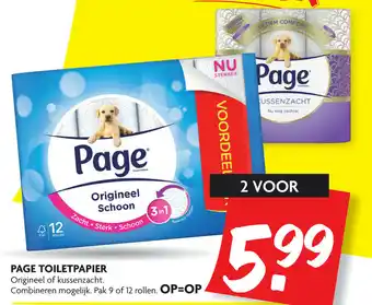 Dekamarkt Page Toiletpapier origineel of kussenzacht 2*9/12 rollen aanbieding