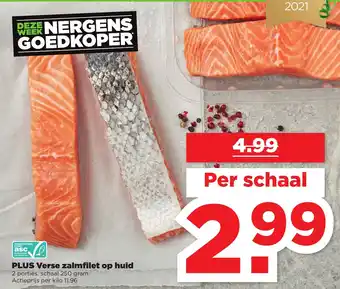 PLUS Plus Verse Zalmfilet op huid 250g aanbieding