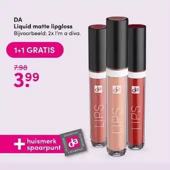 DA DA Liquid Matte Lipgloss 1+1 Gratis aanbieding