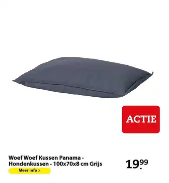 Pets Place Woef Woef Kussen Panama - Hondenkussen - 100x70x8 cm Grijs aanbieding