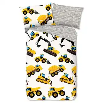 Beddengoed.com Goodmorning kids flanellen dekbedovertrek werkvoertuigen aanbieding