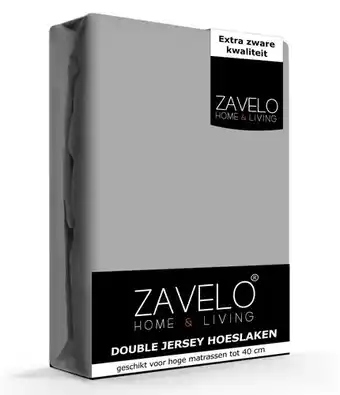 Beddengoed.com Zavelo double jersey hoeslaken grijs-lits-jumeaux (160x200 cm) aanbieding