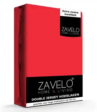 Beddengoed.com Zavelo double jersey hoeslaken rood-1-persoons (90x200 cm) aanbieding