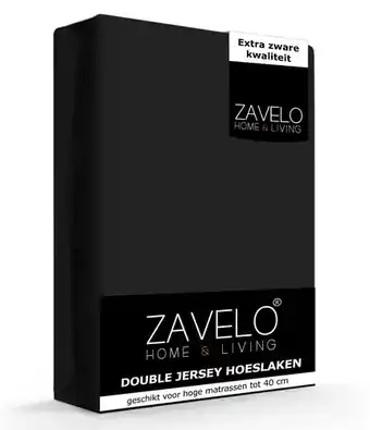 Beddengoed.com Zavelo double jersey hoeslaken zwart-lits-jumeaux (160x200 cm) aanbieding