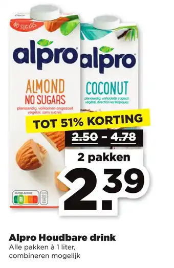 PLUS Alpro Houdbare drink 1 liter aanbieding