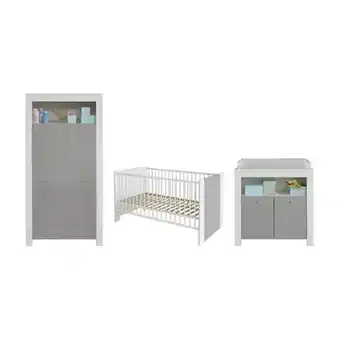 Blokker Hioshop petrol babykamer set, ledikant, kast en commode, wit en grijs aanbieding