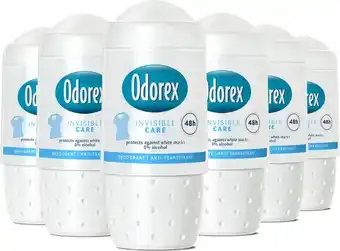 Bol.com Odorex invisible care anti-transpirant deodorant roller - 6x 50ml - voordeelverpakking aanbieding