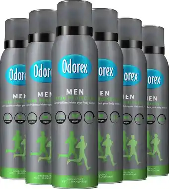Bol.com Odorex for men fresh protection anti-transpirant deodorant spray - 6x 150ml - voordeelverpakking aanbieding