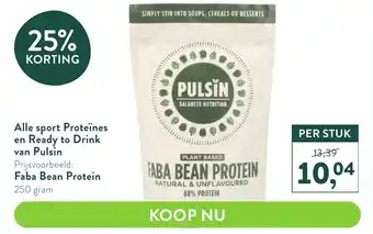 Holland & Barrett Alle sport Proteines en Ready to Drink van Pulsin Faba Bean Protein 250 gram aanbieding