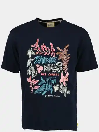 Bos Men Shop Scotch & soda t-shirt korte mouw blauw festival flower aw t-shirt 173034/0002 aanbieding