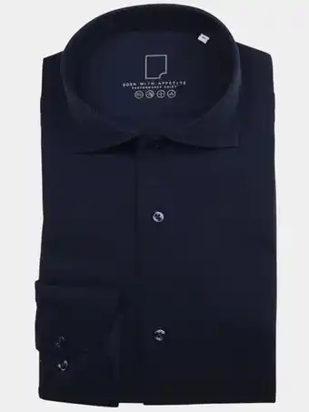 Bos Men Shop Born with appetite casual hemd lange mouw blauw seymour knitted pique shirt w 00007se78/290 navy aanbieding