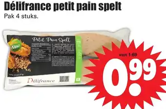 Dirk Delifrance Petits pain spelt 4st aanbieding