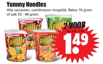 Dirk Yummy Noodles 2*70g/23-49g aanbieding