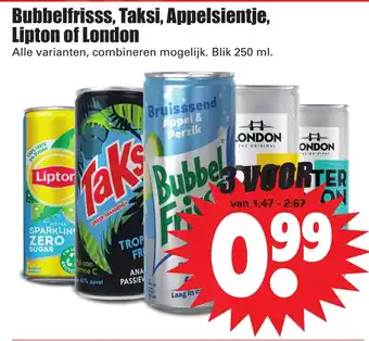 Dirk Bubbelfrisss, London, Lipton, Appelsientje of Taksi 3*250ml aanbieding